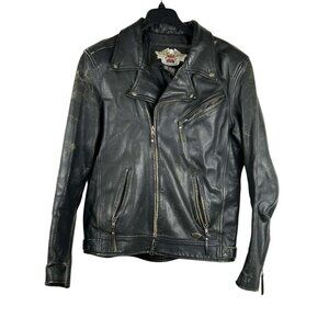 Vintage Harley-Davidson Men's Large Tall Motorcycle Leather Heavy Jacket  Black